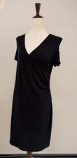 Clara Sunwoo Black Cold Shoulder Wrap Dress - Made in USA XS