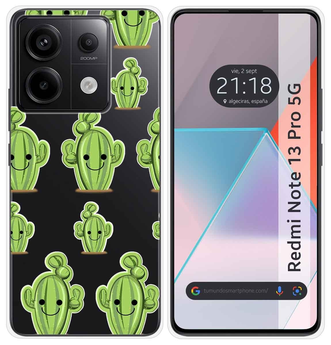 Custodia In Silicone Trasparente Per Xiaomi Redmi Note 13 Pro 5G Design Cactus