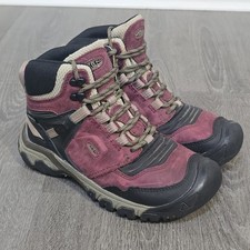 KEEN Ridge Flex Mid Height Waterproof Hiking Boot Rhubarb Purple Black Women's 7