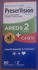 PreserVision AREDS 2 CoQ10 Vitamin Mineral Health 80 Softgels EXP 02/2027 NEW
