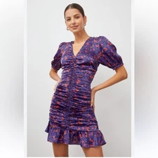 Rails Womens Scarlette Blue Floral Ruched Mini Sheath Dress NWT