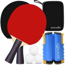 SereneLife Portable Table Tennis Set w/ Retractable Net, Paddles, Balls, Bag