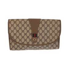 Gucci Vintage GG Beige Brown Sherry Line Shoulder Bag Crossbody PVC Leather Used