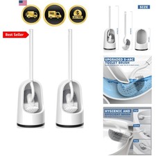 Toilet Brush, 2 Pack Toilet Brush and Holder Set with Durable Curved Bristles...