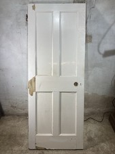 30"X 76 7/8" 1930s Internal Painted Pine Four Panel Door 2over2 Reclamation