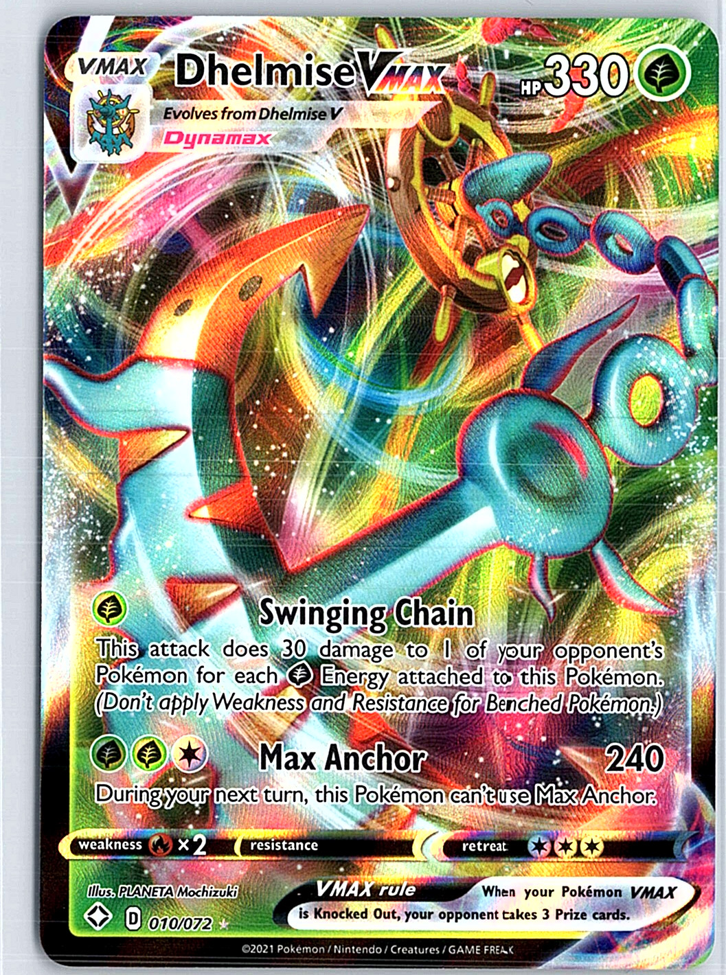 Dhelmise VMAX Holo Ultra Rare Shining Fates 010/072 NM
