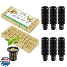 VIVOSUN 72 Rockwool Cubes and Net Pots Set for Hydroponics, 1.2” 
