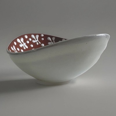Mid Century Zeuthen Keramik Denmark Edith Nielsen Bowl Asymmetric Modernist Art