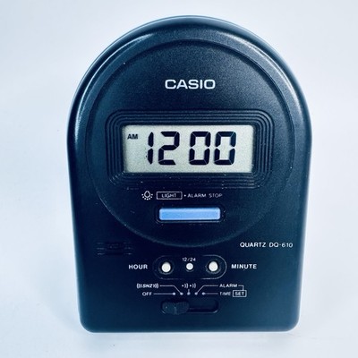 Vintage Casio DQ-610 Digital Wecker Retro LCD Schlummerlicht funktioniert 1980er