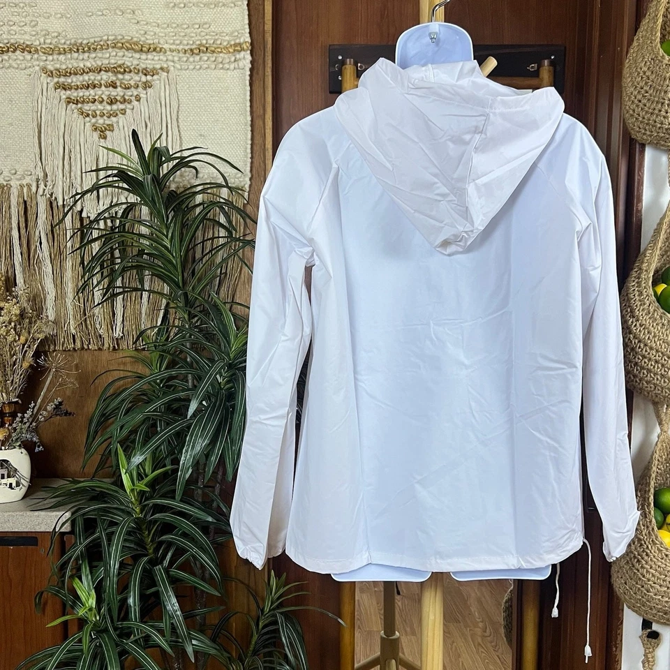 Vintage 80s Shell Aeroshell Jacket S | White PVC Hooded Packable Rain Jacket NOS - Image 2 of 4