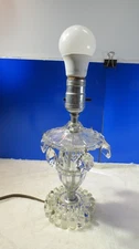 DEPRESSION ERA Cut Lead Crystal Glass Boudoir Table Lamp WORKS OK No Shade