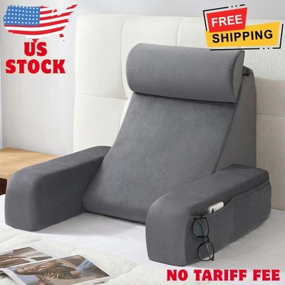 19'' Back Support Pillow,Reading Pillow with Attached Arms & Large Pockets