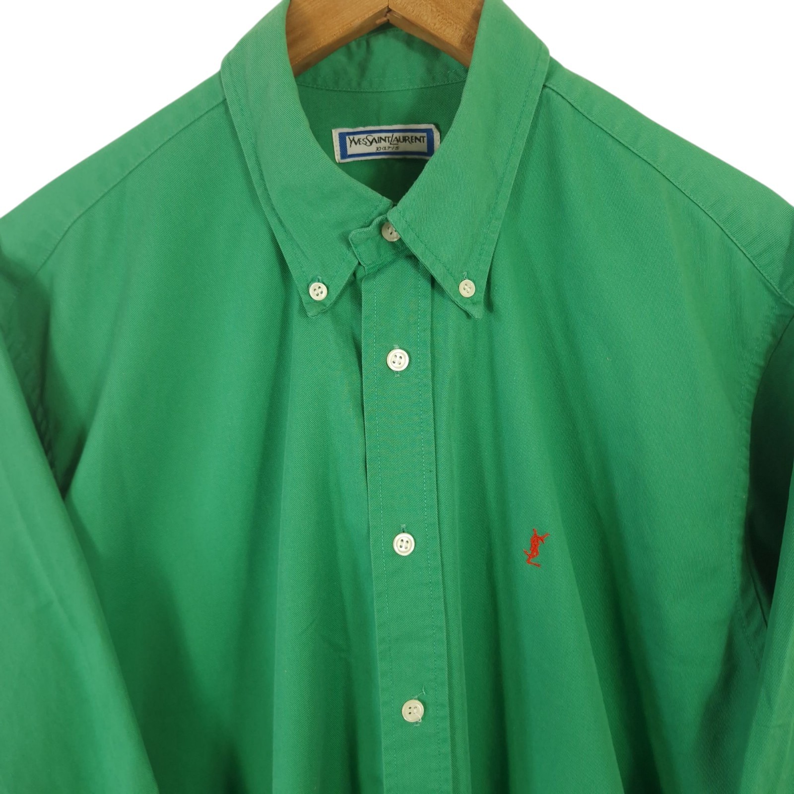 Camicia uomo vintage Yves Saint Laurent manica lunga verde XL YSL