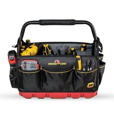 RED Base Series 18"20-Pocket Tool Tote Bag,8 Loops,Comfort Grip Steel Handle,Adj