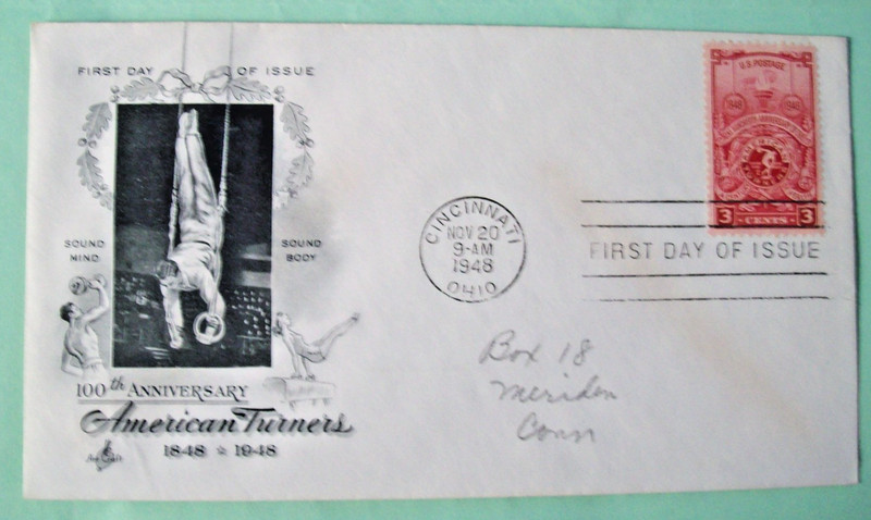 US 1948 FDC # 979 3c American Turners   ArtCraft  addressed