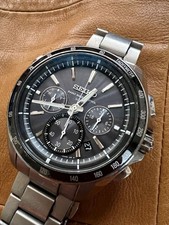 Seiko Chronograph Solar Watch Titanium 8B82-0AN0 Tested Excellent Condition