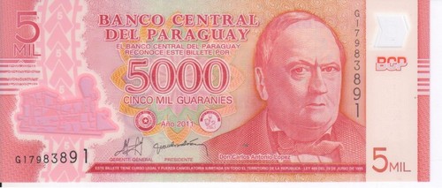 Paraguay 5000 Guarani 2011 Polymer UNC Train (P234) - Picture 3 of 3