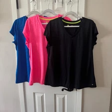 Xersion Womens V Neck Active Tops Pink Black Blue Size XL Extra Large E7