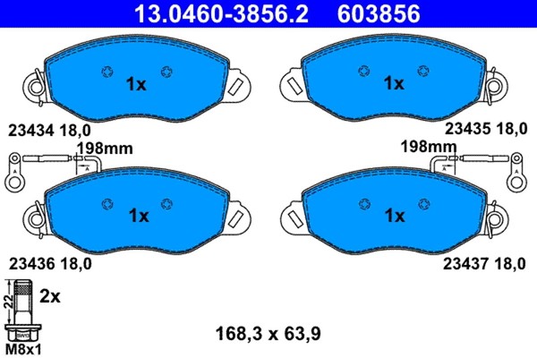 Bremsbelagsatz Scheibenbremse Ate 13.0460-3856.2 FüR Nissan Cabstar 105 110 TL0-image