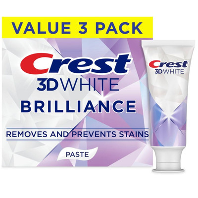 Crest 3D White Brilliance Mint Toothpaste, 4.3 Oz, Pack of 3, Stain Removal