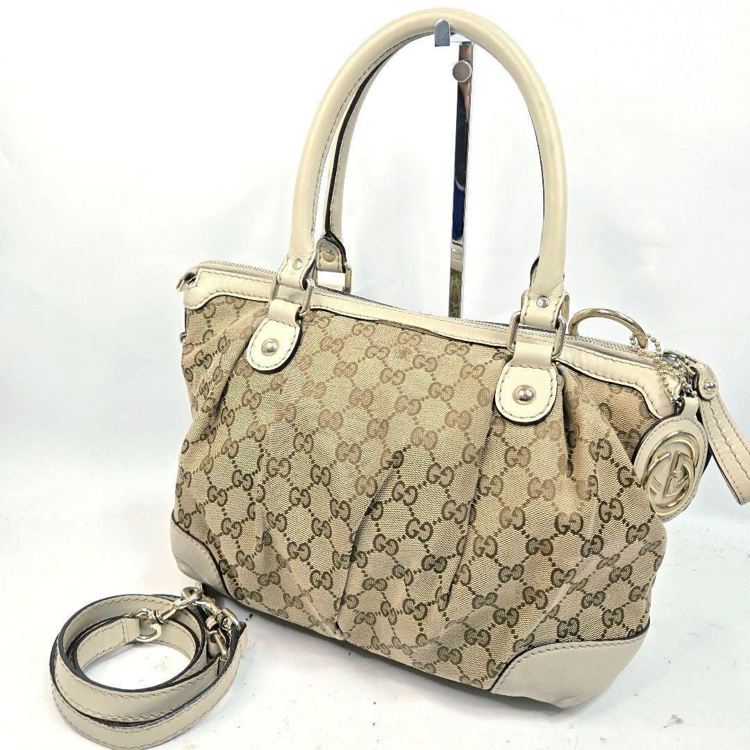 Authentic Gucci GG Canvas Tote Bag in Beige G07081101