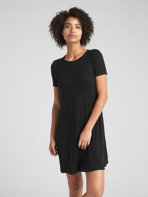 t shirt dresses gap Gap Women Short Sleeve Black Striped Gray Burgundy Red Crew T-shirt Dress S L