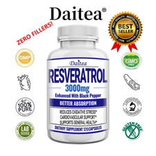 Resveratrol Capsules 3000 Mg Supports Nervous System Health 120 Pills US