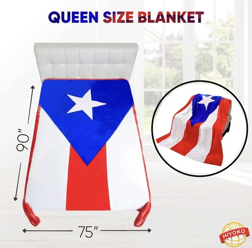 Hiyoko PUERTO RICO Flag Blanket Throw Comforter Cover Blanket Queen 75”x90” NEW - Picture 4 of 4