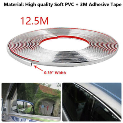 PVC Car Decoration Strip Speed_turning 10mm X 3M Silver Chrome Car