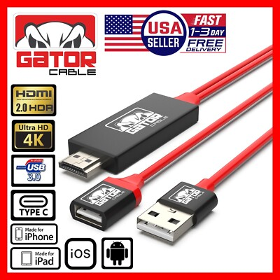 #ad HDMI Mirroring AV Cable Phone to HDTV TV 4K Adapter For iPhone Android Universal $8.99