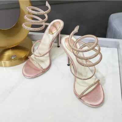 Women Crystal Sandals Stilettos Summer High Heels Pumps Wedding Bridal Shoes