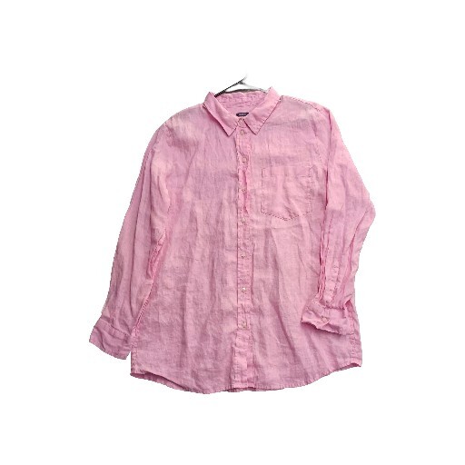 GAP Women's 100% Linen Size Large Pink Button Down Boyfriend Shirt