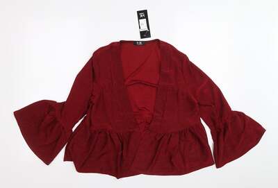 I-X London Damen rot V-Ausschnitt Polyestermischung Cardigan Größe 12