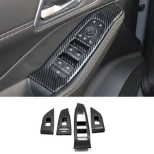 For Nissan Rogue 2021-2025 Window Switch Panel Cover Set Carbon Fiber