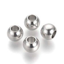 20pcs 304 Stainless Steel Metal European Beads Smooth Rondelle Large Hole 8x6mm