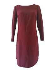 Banana Republic Dress Women 2 Burgundy Long Sleeve Midi Travel Cocktail