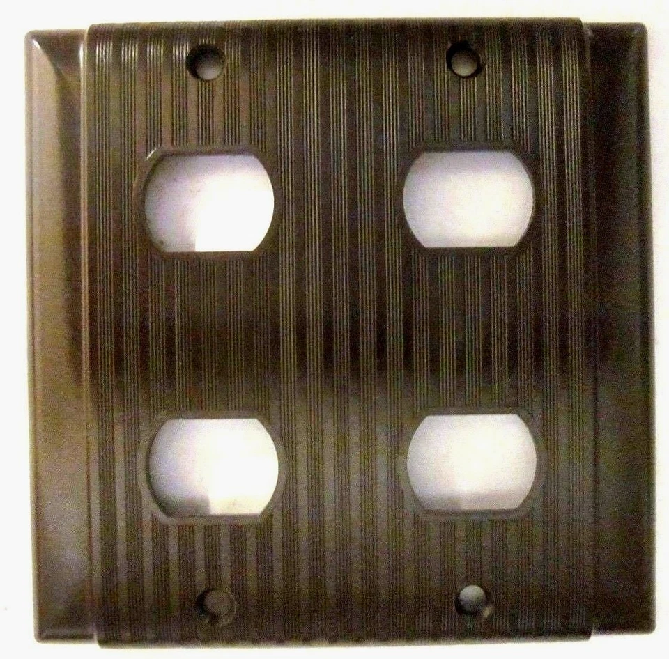Bryant Uniline Costillas Marrón Baquelita 2 Velocidades 4 Despardos Placa Pared Caja Cubierta MCM De Colección Foto 2 de 4