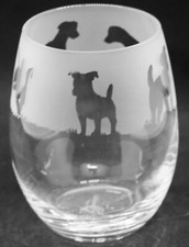 JACK RUSSELL TERRIER Frieze Boxed 36cl Crystal Stemless Wine / Water Glass