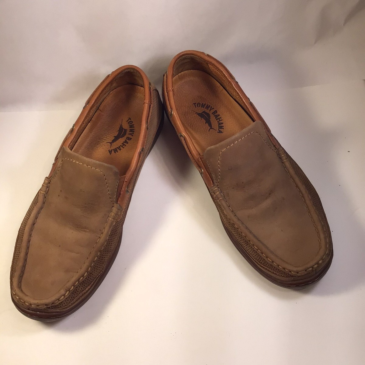 Tommy BAHAMA Olive Brown Leather slip on size 10 | eBay