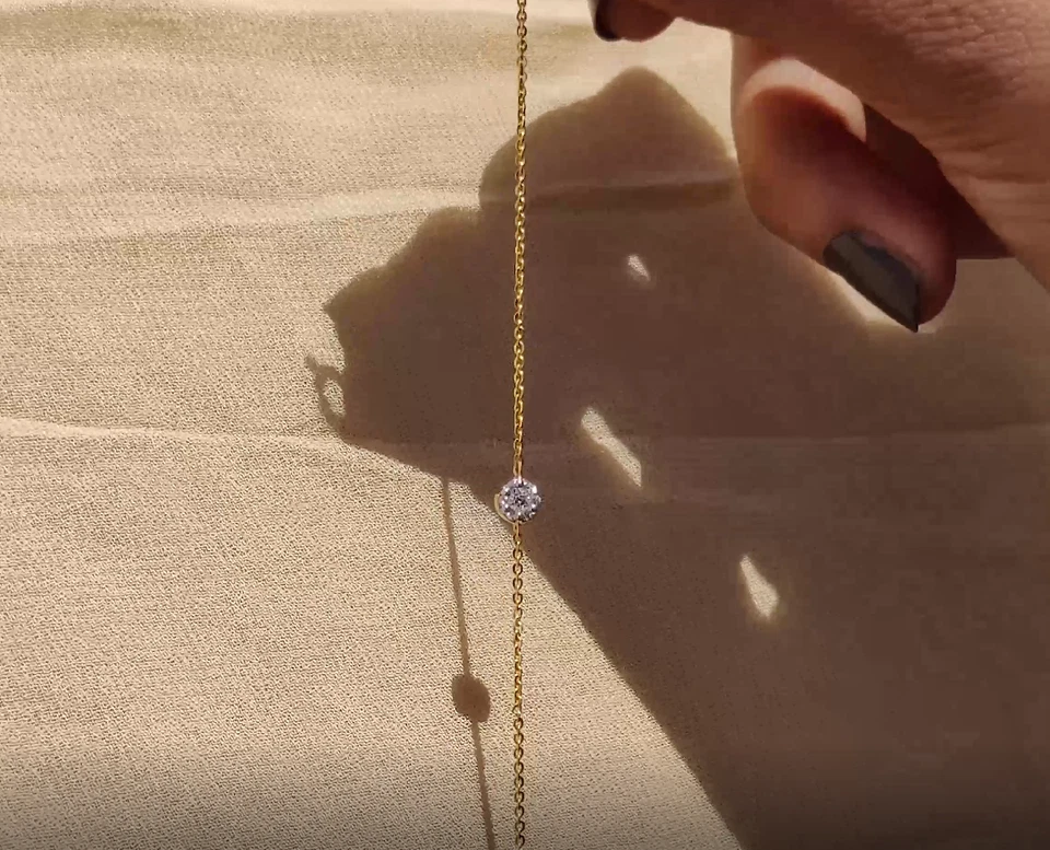 0.12CT Pave diamond bracelet in 14kt solid yellow gold, anniversary gift for her - Image 2 of 4