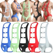 Sexy Men Jockstrap Boxer Briefs Thong Underwear G-string Bodysuit Leotard Bikini