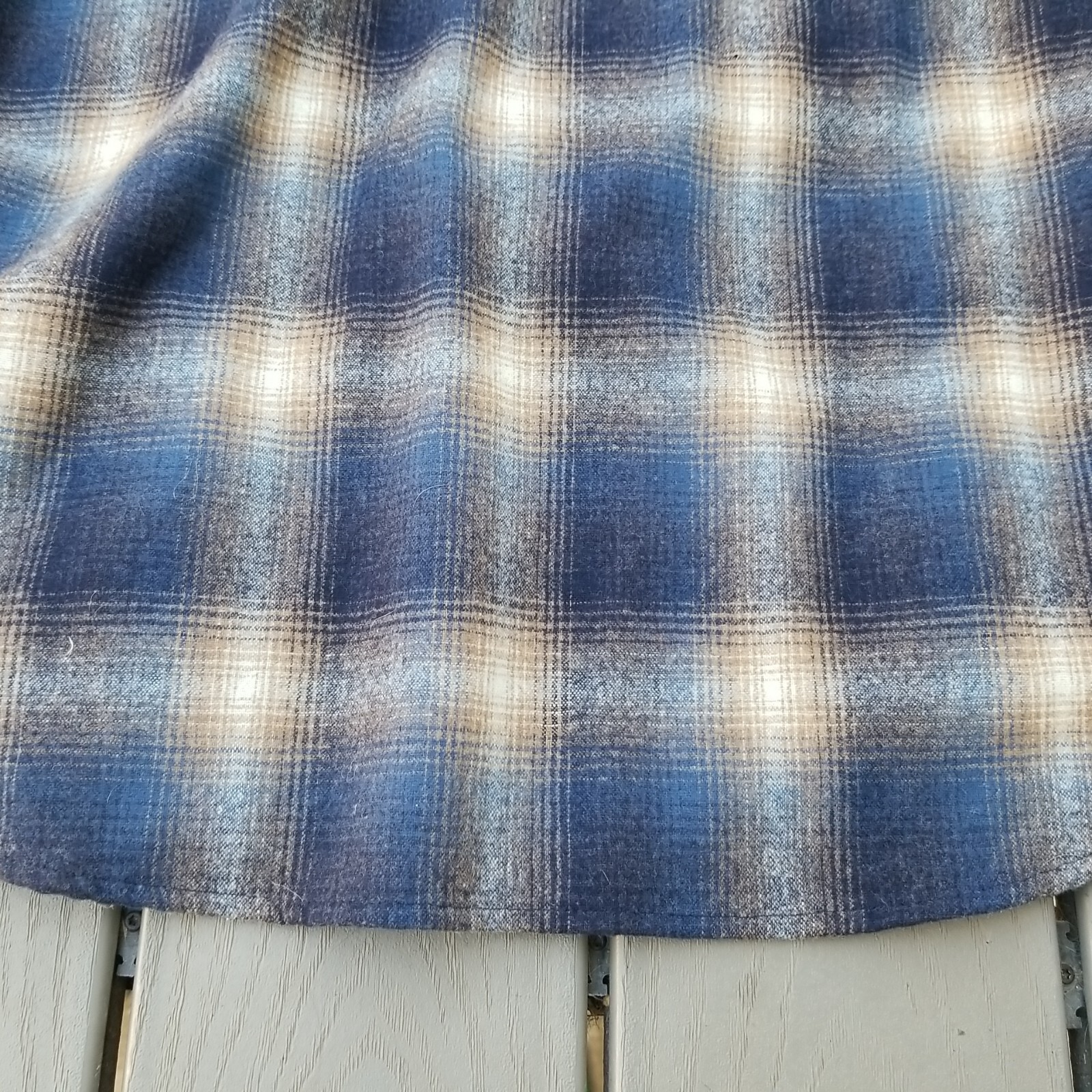 PENDLETON Canyon Mens XL Blue Plaid Virgin Wool Lumberjack Flannel Shirt (Nice)
