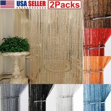 2 Pack String Door Curtain Room Divider Fringe Tassel Crystal Panel US