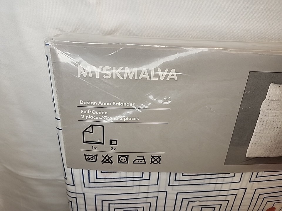 Ikea Myskmalva Full/Queen Sheets and pillowcase(s) white Blue Red NIP