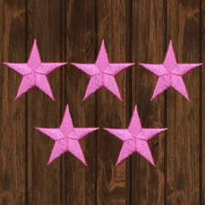 Pink Star Embroidered Patch, 1.25" — 5-Pack — Iron On
