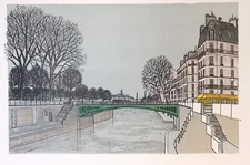 Denis Paul NOYER - Estampe originale -Lithographie - Petit pont à Paris