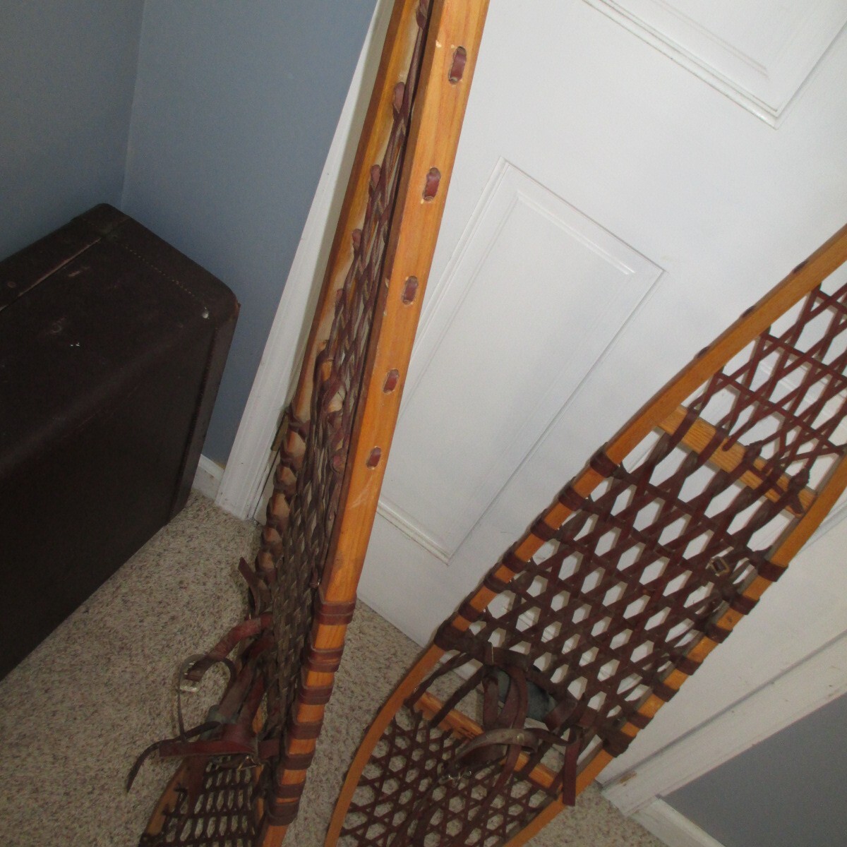 Vintage Iverson Alaskan Snowshoes 10x56 With Bindings Wood and Leather