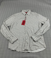 New Hugo Boss Shirt Small Casual Slim Fit Long Sleeve Button All-over Print