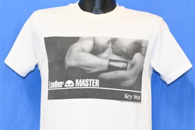 vintage 90s LEATHER MASTER KEY WEST FLORIDA SHOP WHITE HUNK t