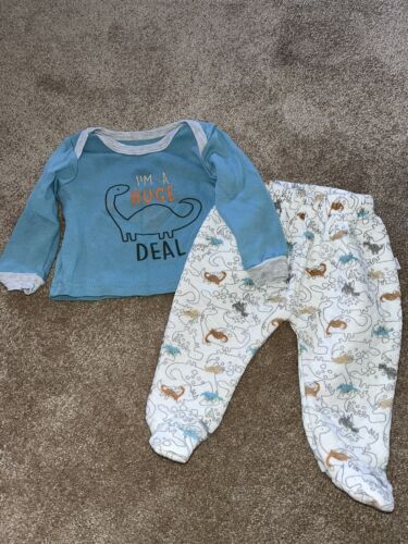 Baby Boys 2 pc Duck Duck Goose 6-9mo I'm A Huge Deal Dinosaur Dino PJ Set - Picture 1 of 10